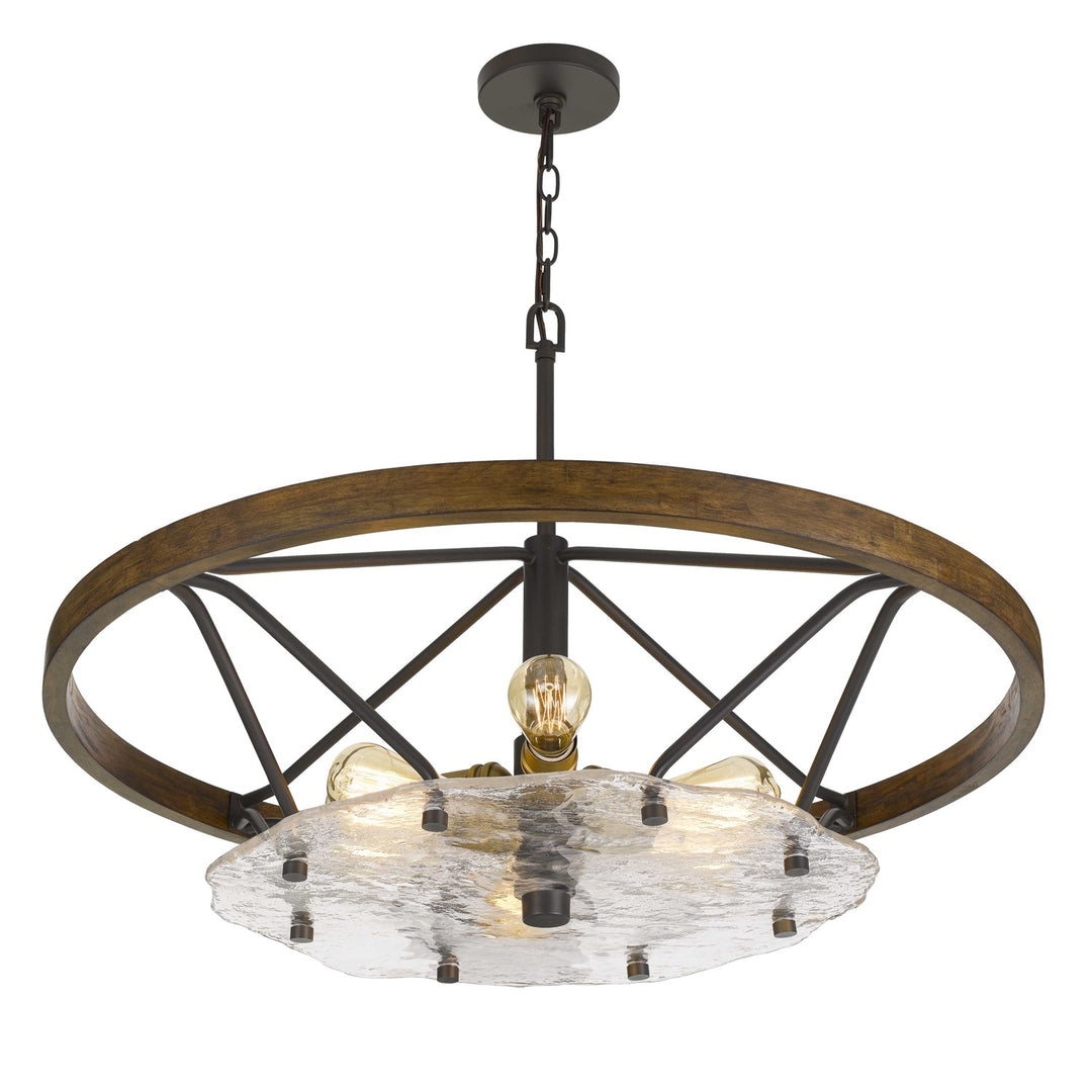 Metal/Wood Chandelier (Edison Bulbs Not Included)