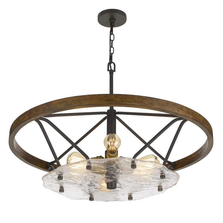 Metal/Wood Chandelier (Edison Bulbs Not Included)