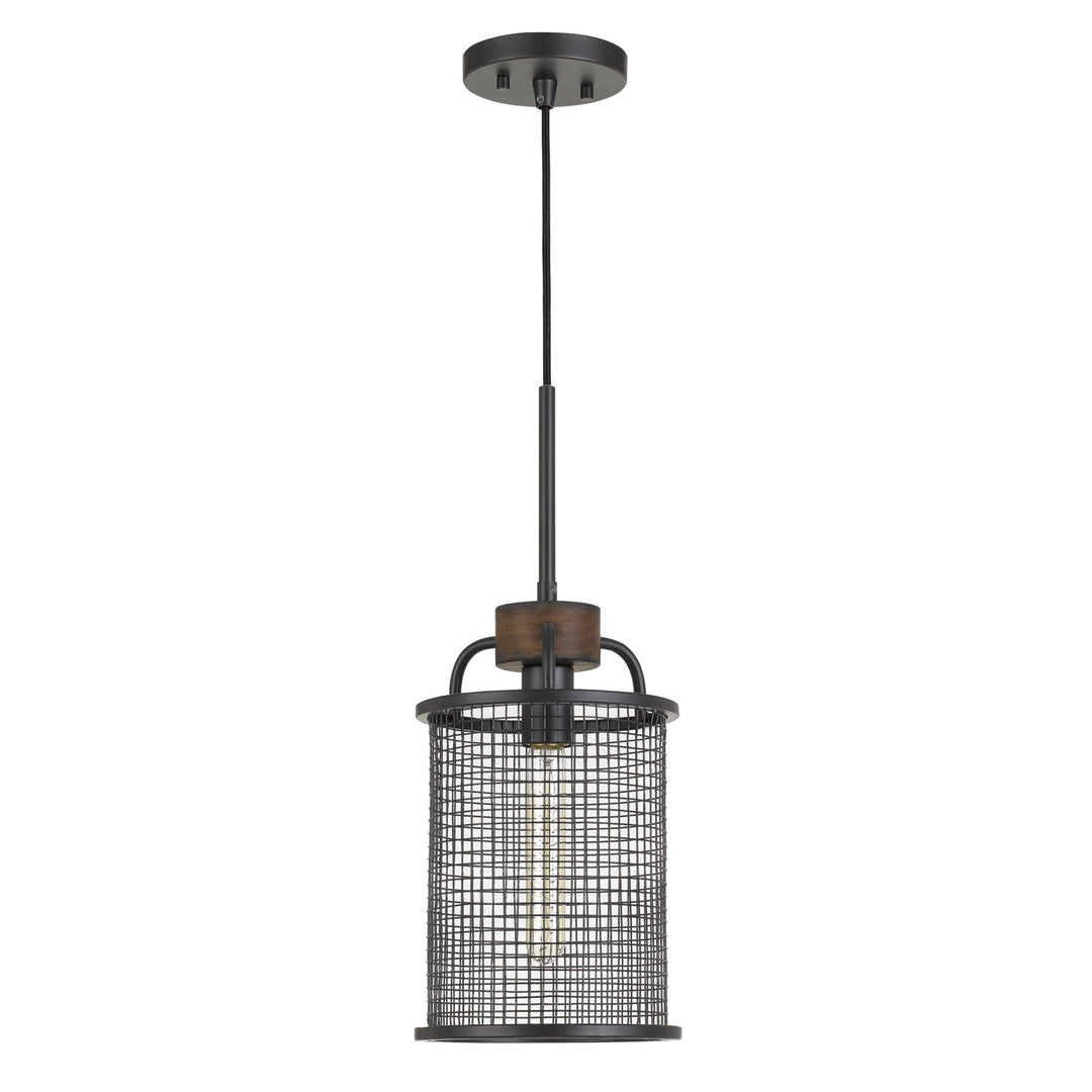 Mesh Metal/Wood Pendant Light (Edison Bulb Not Included) by CAL Lighting