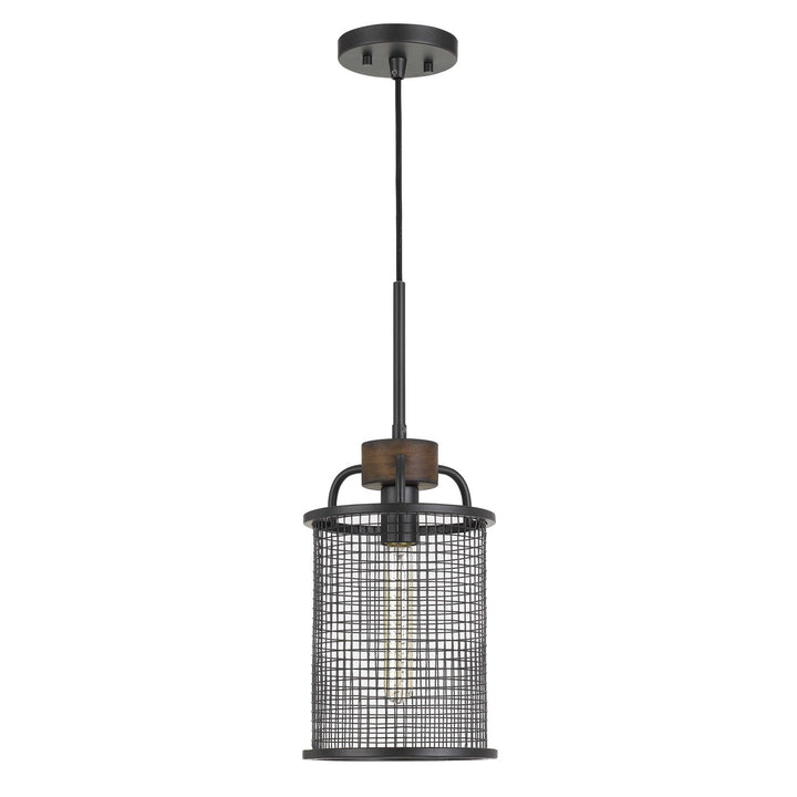 Mesh Metal/Wood Pendant Light (Edison Bulb Not Included) by CAL Lighting