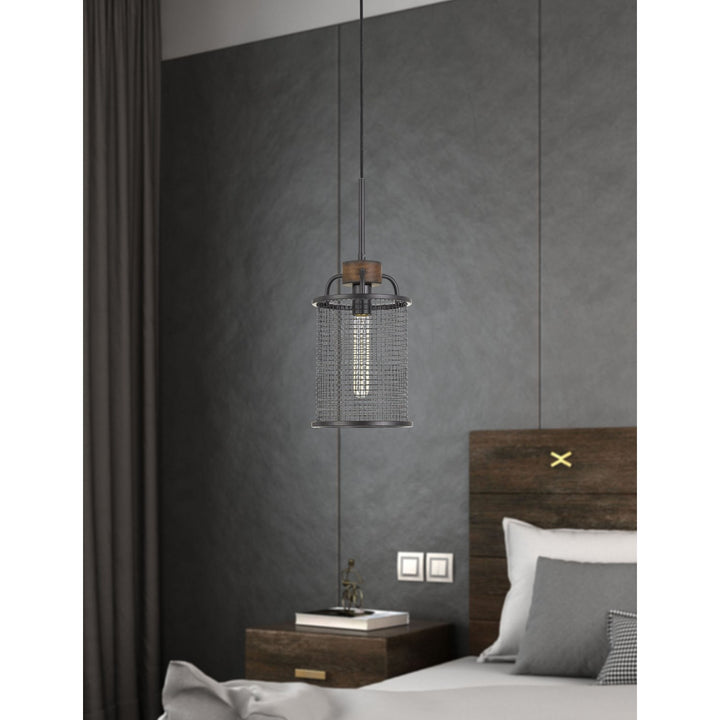 Mesh Metal/Wood Pendant Light (Edison Bulb Not Included)
