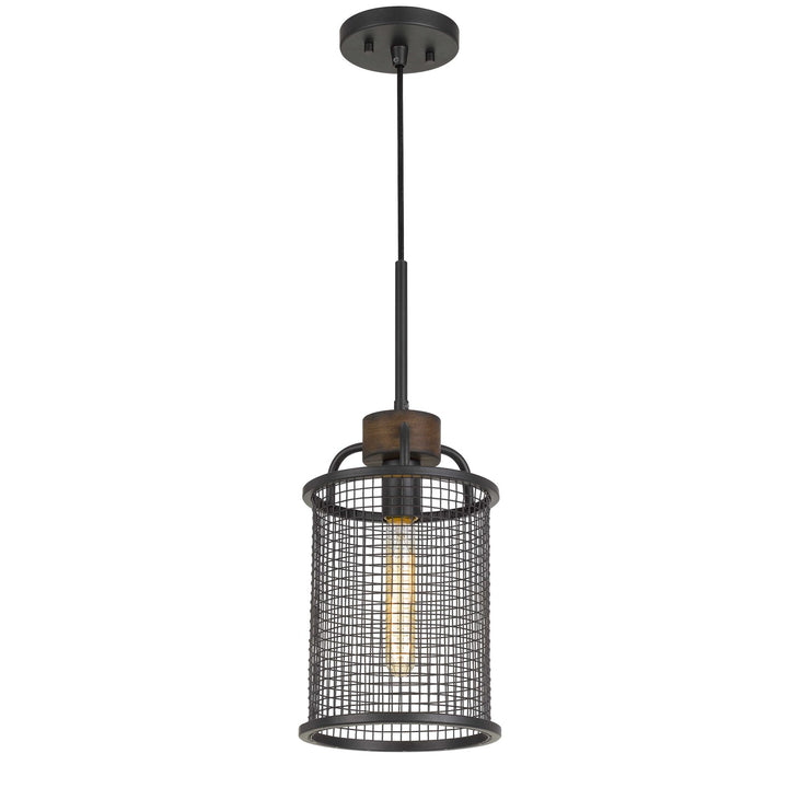 Mesh Metal/Wood Pendant Light (Edison Bulb Not Included)