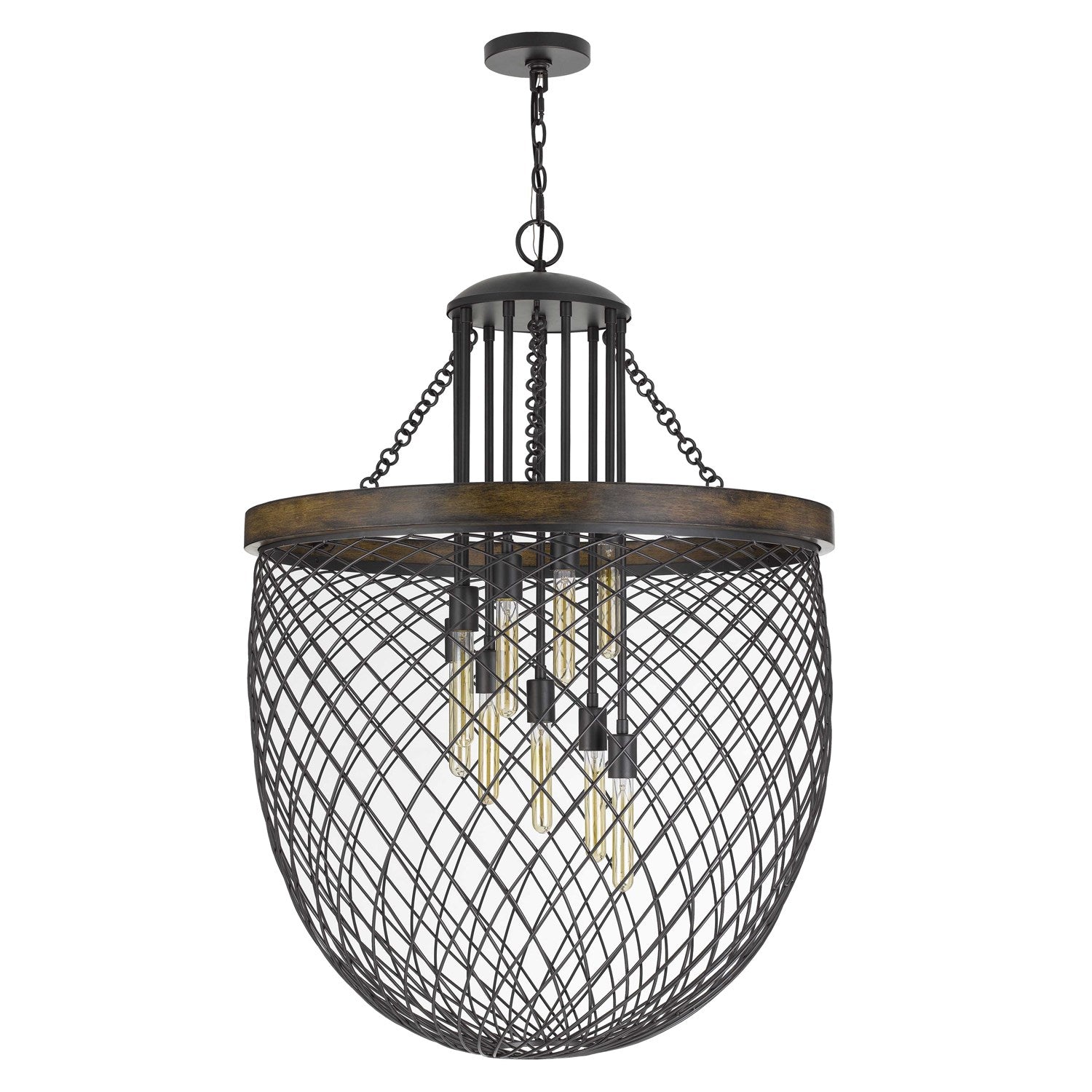 Metal/Wood Mesh Shade Chandelier (Edison Bulbs Not Included) by CAL Lighting