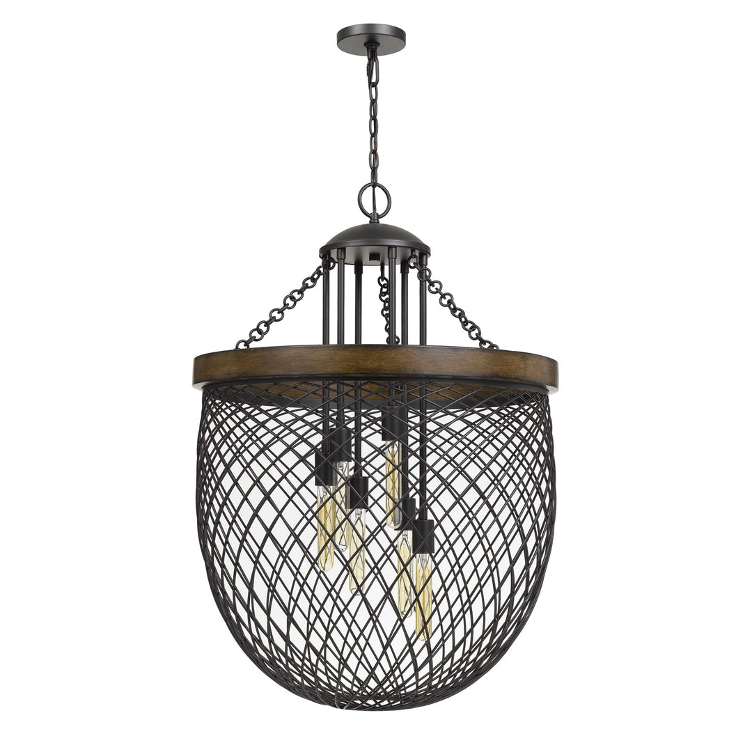 Metal/Wood Mesh Shade Chandelier (Edison Bulbs Not Included) by CAL Lighting