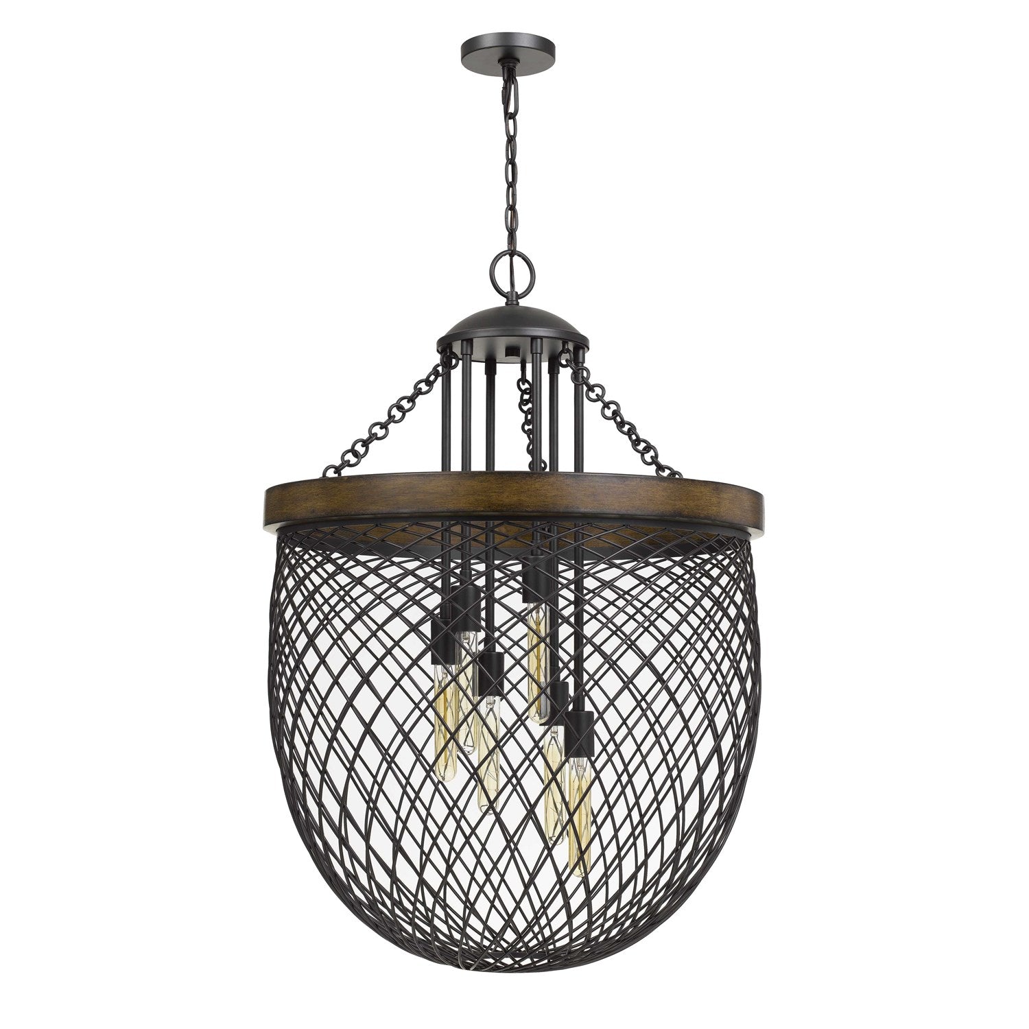 Metal/Wood Mesh Shade Chandelier (Edison Bulbs Not Included) by CAL Lighting