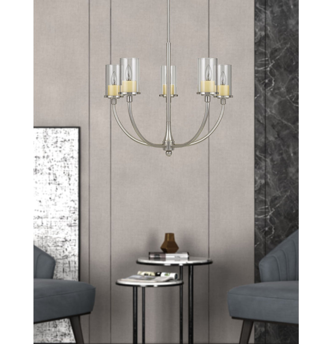 Metal Chandelier With Glass Shades