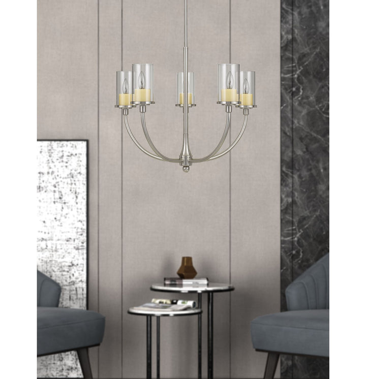 Metal Chandelier With Glass Shades