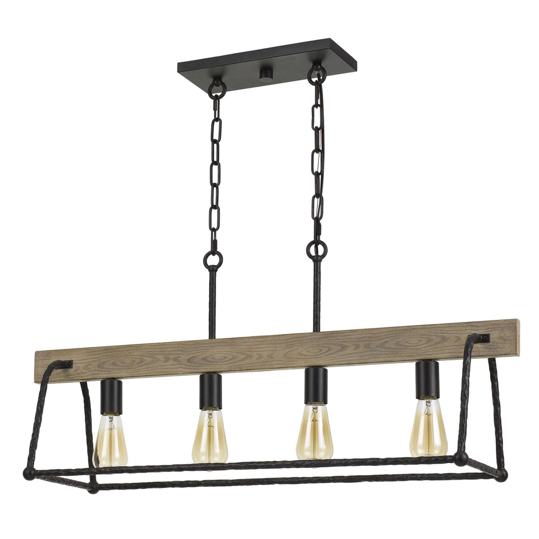 Hang Forged  Metal/Wood Island Chandelier (Edison Bulbs Not Included) by CAL Lighting
