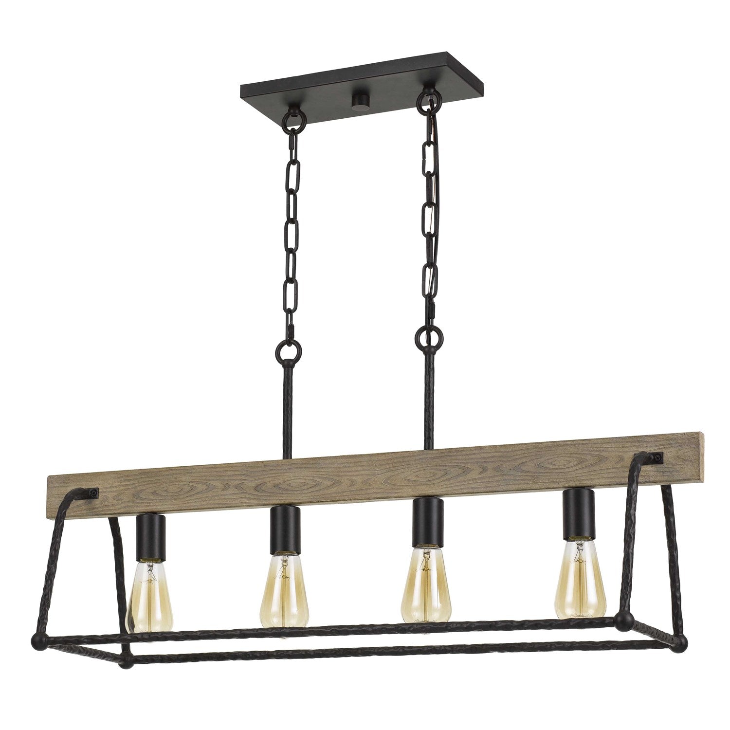 Hang Forged  Metal/Wood Island Chandelier (Edison Bulbs Not Included) by CAL Lighting