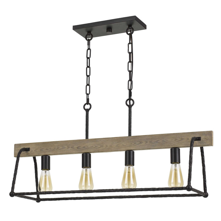 Hang Forged  Metal/Wood Island Chandelier (Edison Bulbs Not Included) by CAL Lighting
