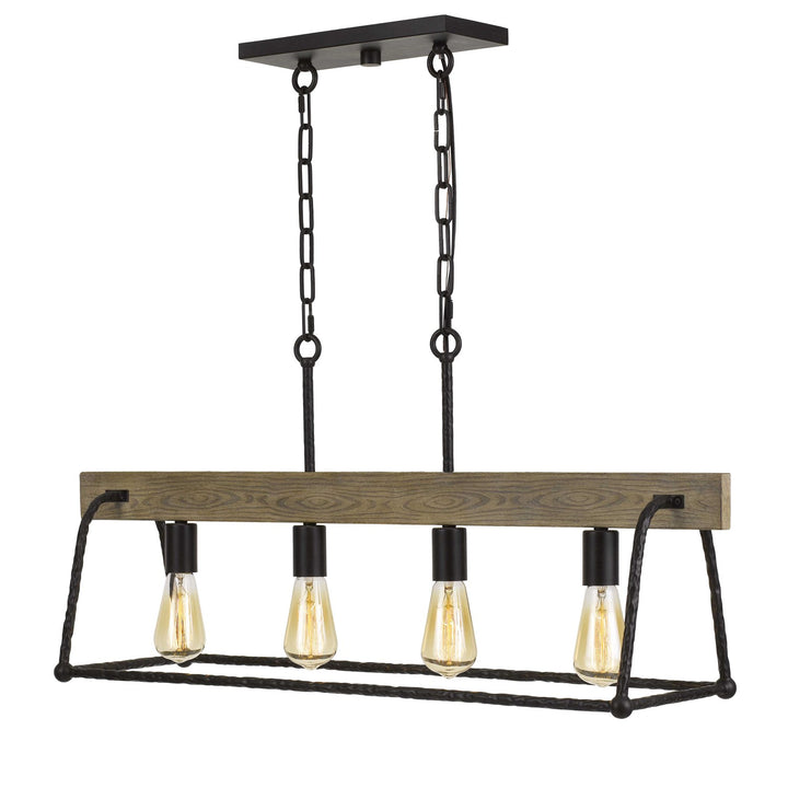 Hang Forged  Metal/Wood Island Chandelier (Edison Bulbs Not Included)