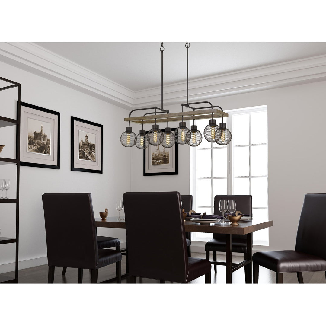 60W X 8  Metal Chandelier With Mesh Round Shade (Edison Bulbs Not Included)