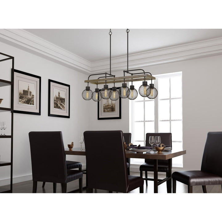 60W X 8  Metal Chandelier With Mesh Round Shade (Edison Bulbs Not Included)