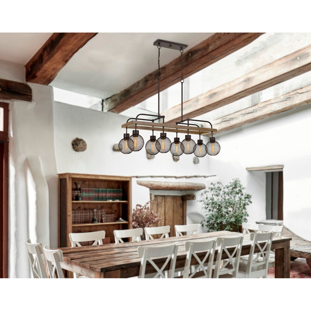 60W X 8  Metal Chandelier With Mesh Round Shade (Edison Bulbs Not Included)