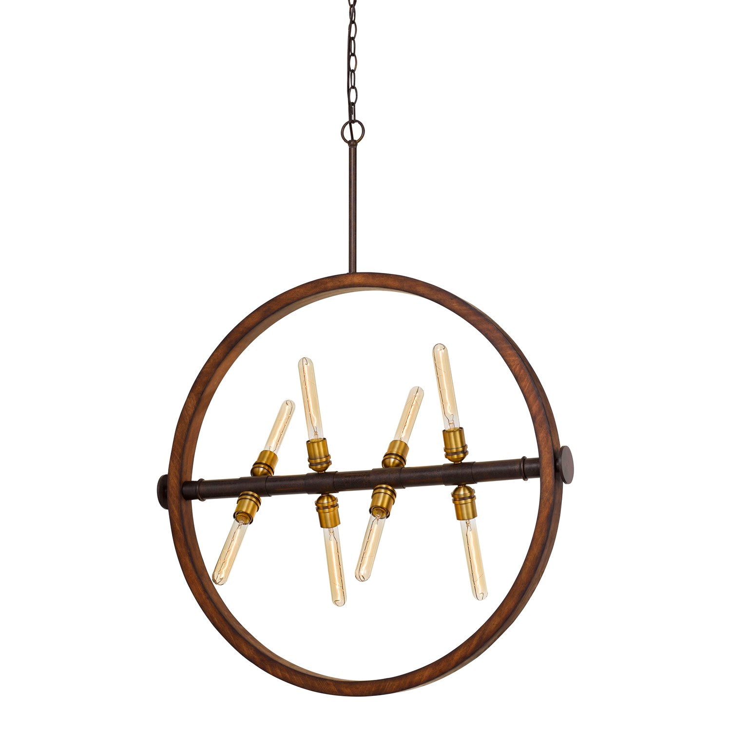 43.63in Height Wood And Metal Chandelier In Wood/Iron Finish by CAL Lighting