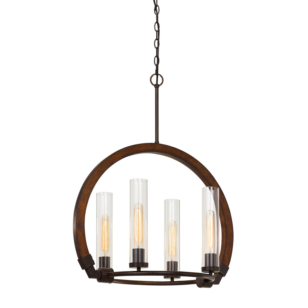 30.3in Height Metal And Wood Chandelier In Wood/Iron Finish by CAL Lighting
