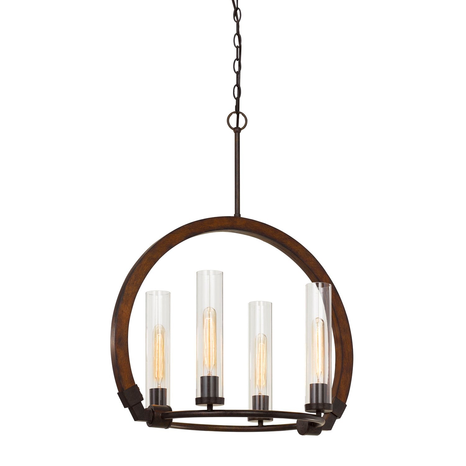 30.3in Height Metal And Wood Chandelier In Wood/Iron Finish by CAL Lighting