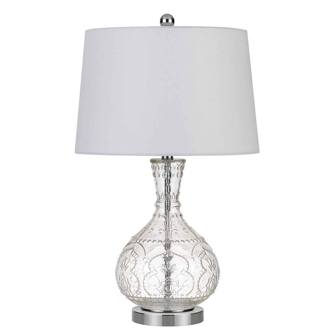 150W  Glass Table Lamp With Taper Drum Hardback Fabric Shade by CAL Lighting