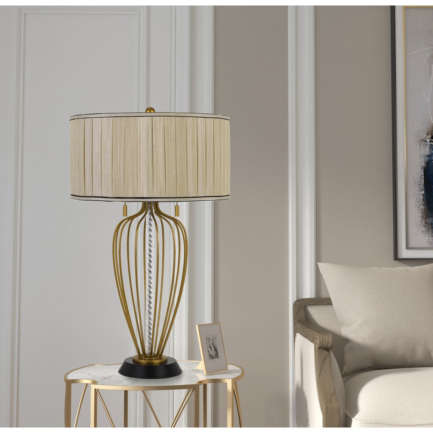 30.5in Height Metal Table Lamp In Antique Brass And Black Finish by CAL Lighting
