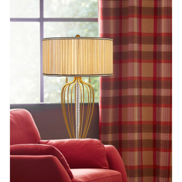 30.5in Height Metal Table Lamp In Antique Brass And Black Finish