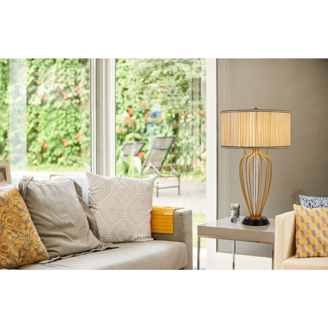 30.5in Height Metal Table Lamp In Antique Brass And Black Finish
