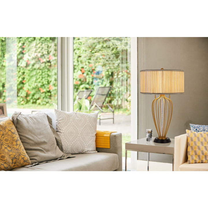 30.5in Height Metal Table Lamp In Antique Brass And Black Finish
