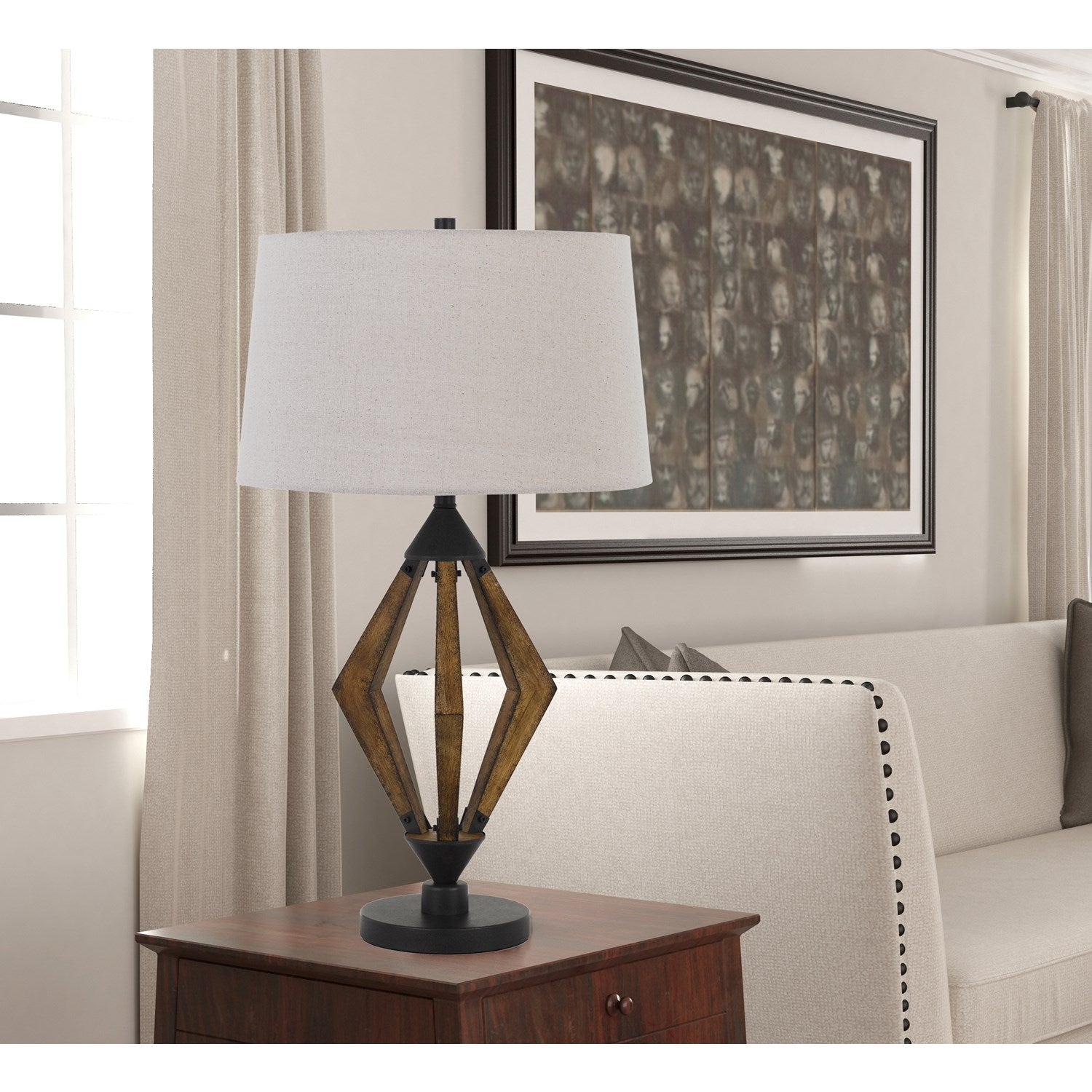 150W 3 Way Metal/Pine Wood Table Lamp by CAL Lighting