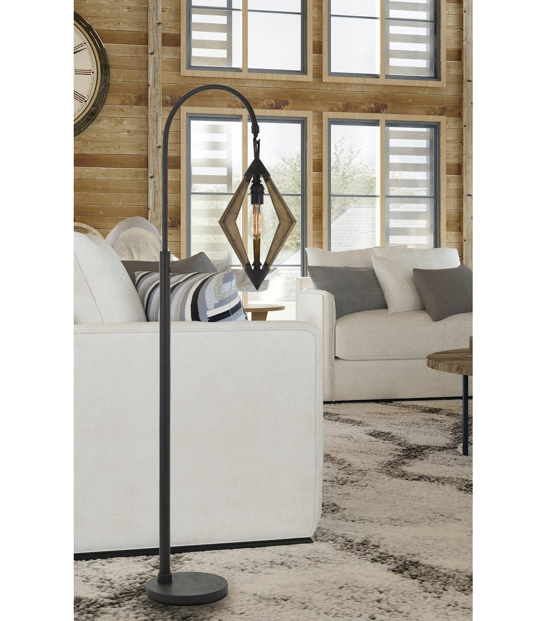 60W Metal/Pine Wood Down Bridge Floor Lamp (Edison Bulb Included) by CAL Lighting