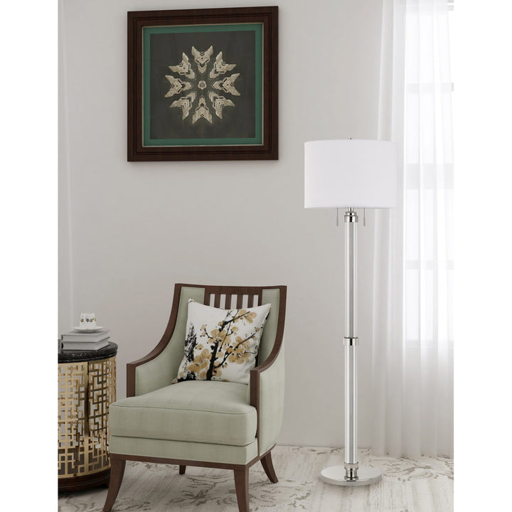 60W X 2  Metal/Acrylic Floor Lamp With Fabric Shade
