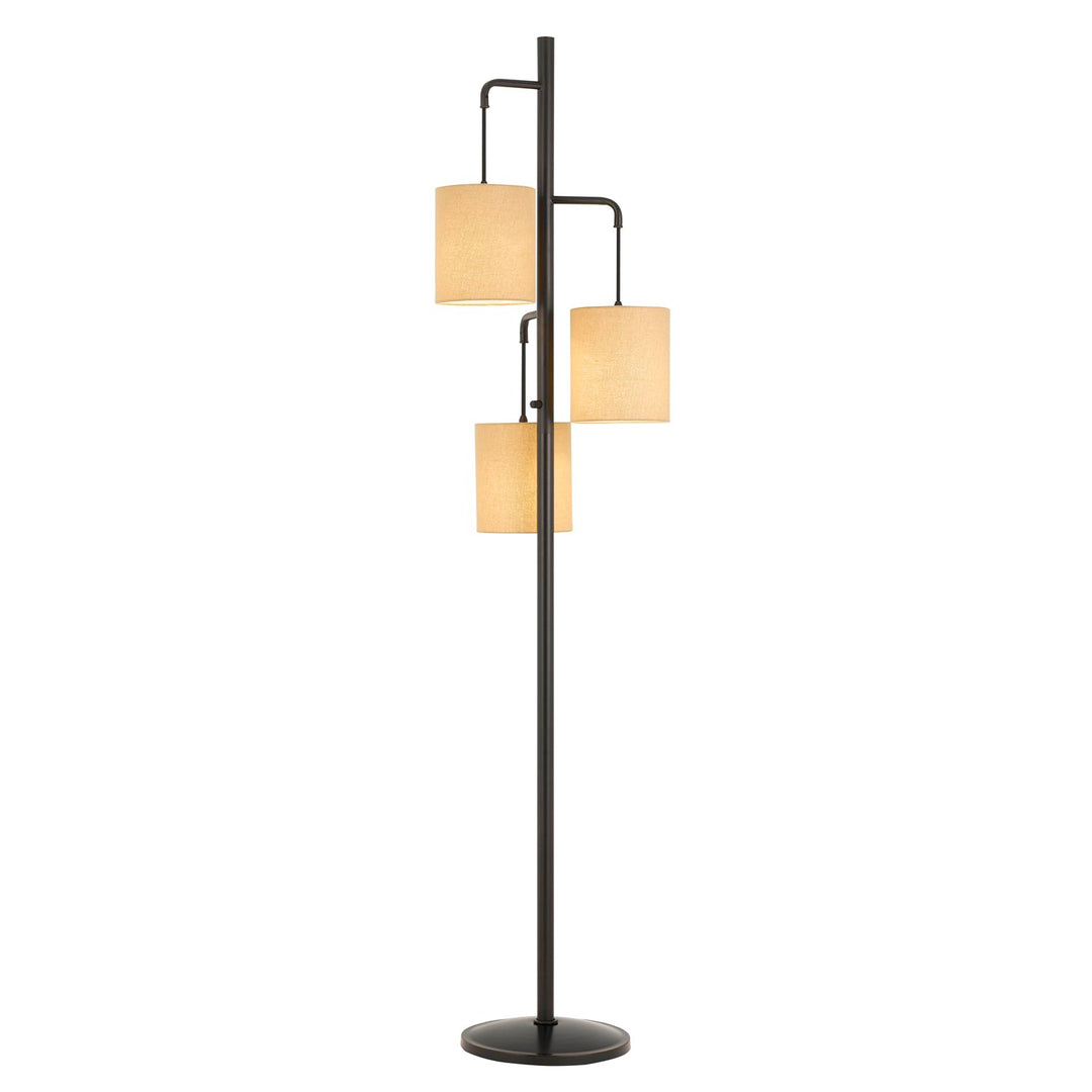 60W X 3  Metallantern Floor Lamp With Fabric Shade by CAL Lighting