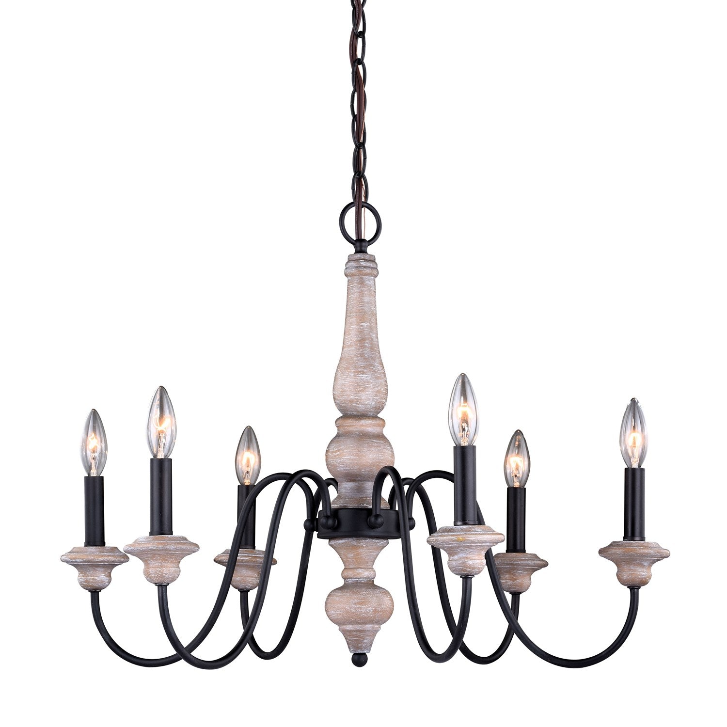 6L Chandelier Vintage Ash with Oil Burnished Bronze by Vaxcel International