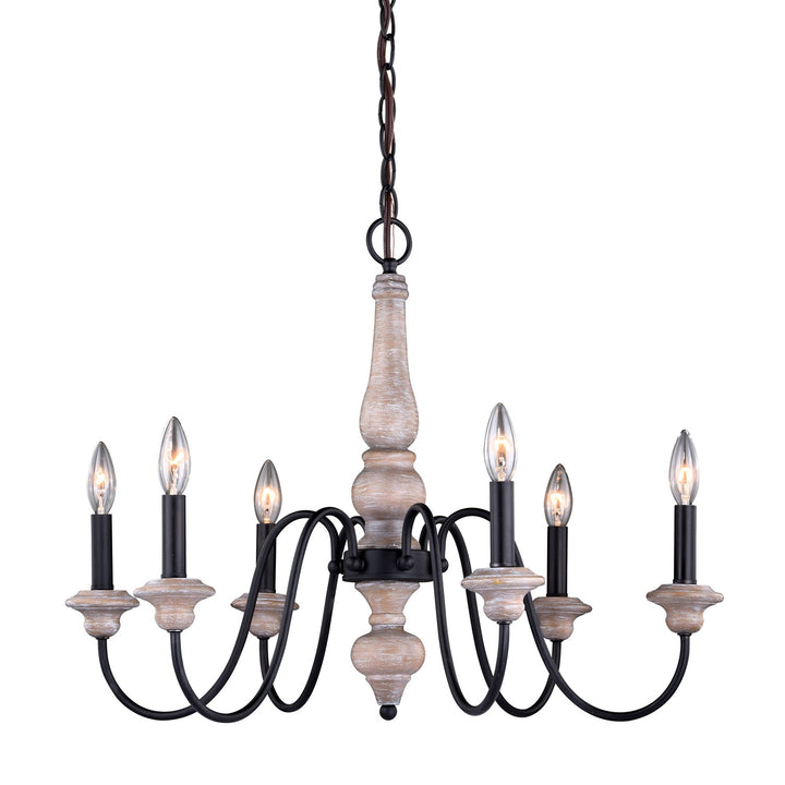 6L Chandelier Vintage Ash with Oil Burnished Bronze by Vaxcel International