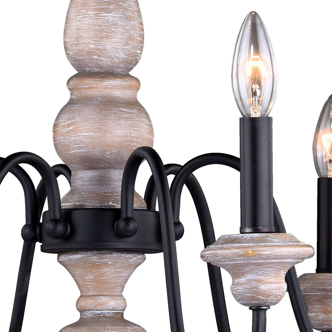 6L Chandelier Vintage Ash with Oil Burnished Bronze