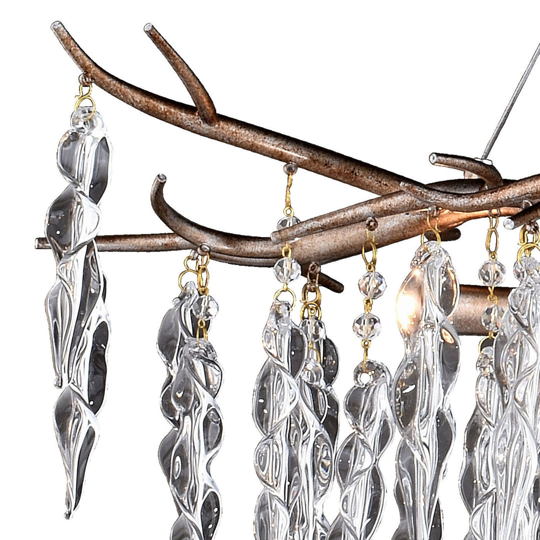 6L Linear Chandelier Silver Mist