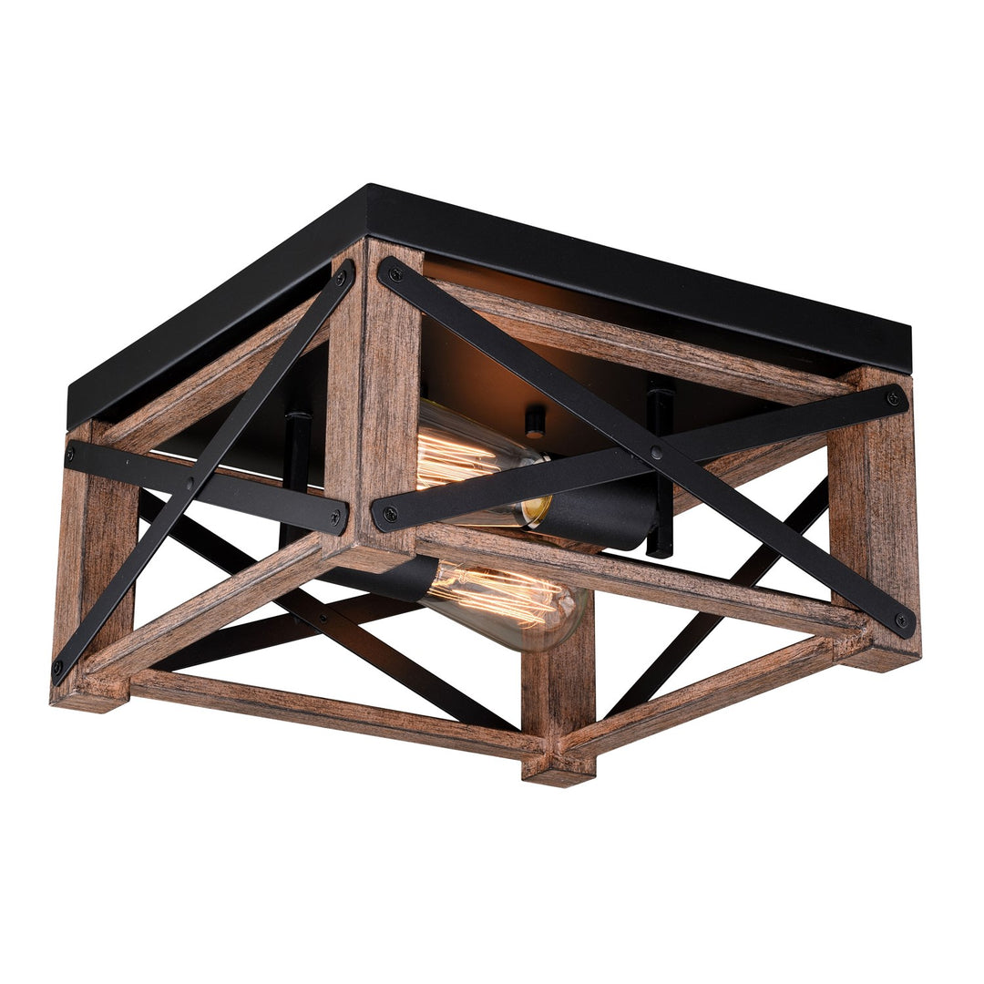 12-in Flush Mount Ceiling Light Rustic Oak and Noble Bronze by Vaxcel International