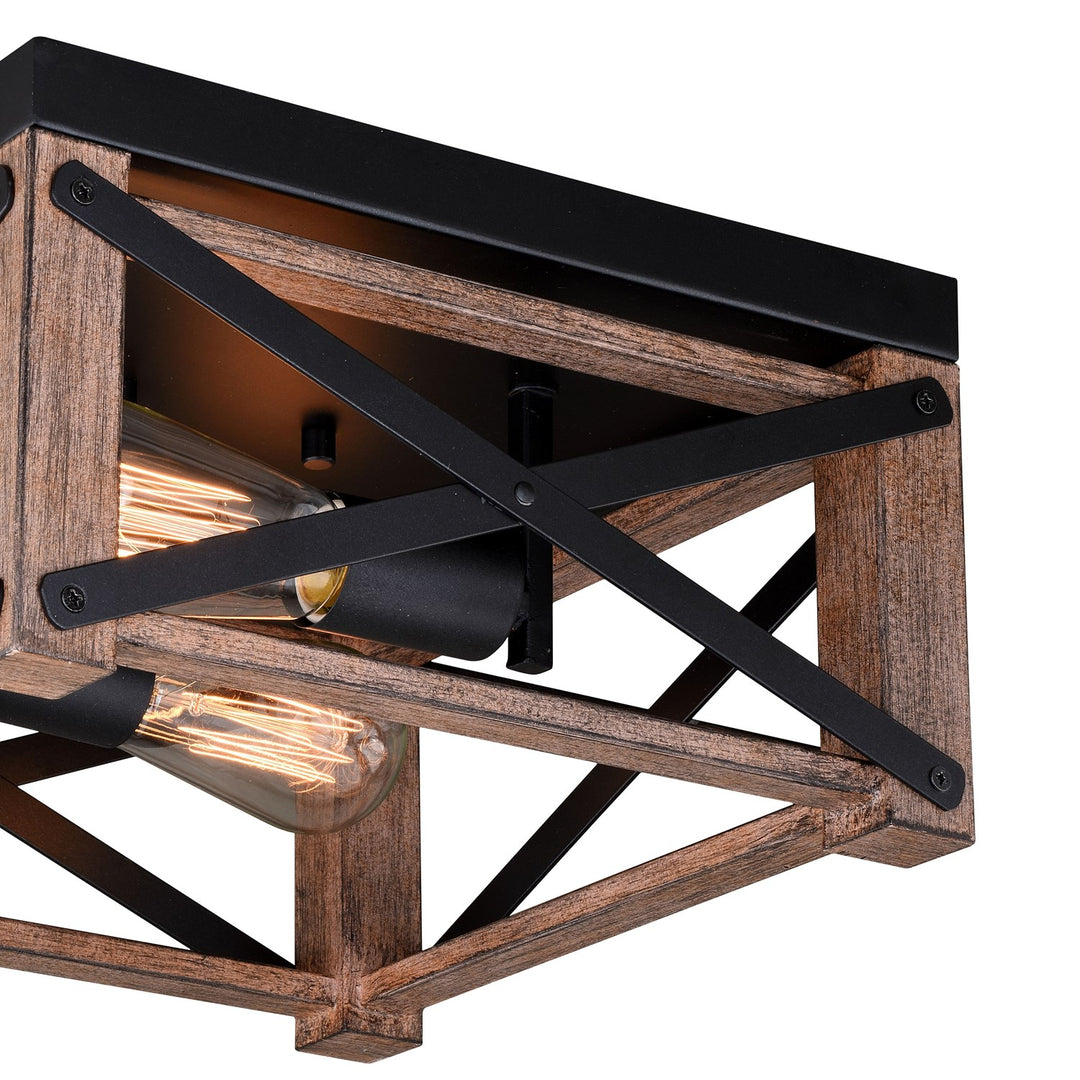 12-in Flush Mount Ceiling Light Rustic Oak and Noble Bronze