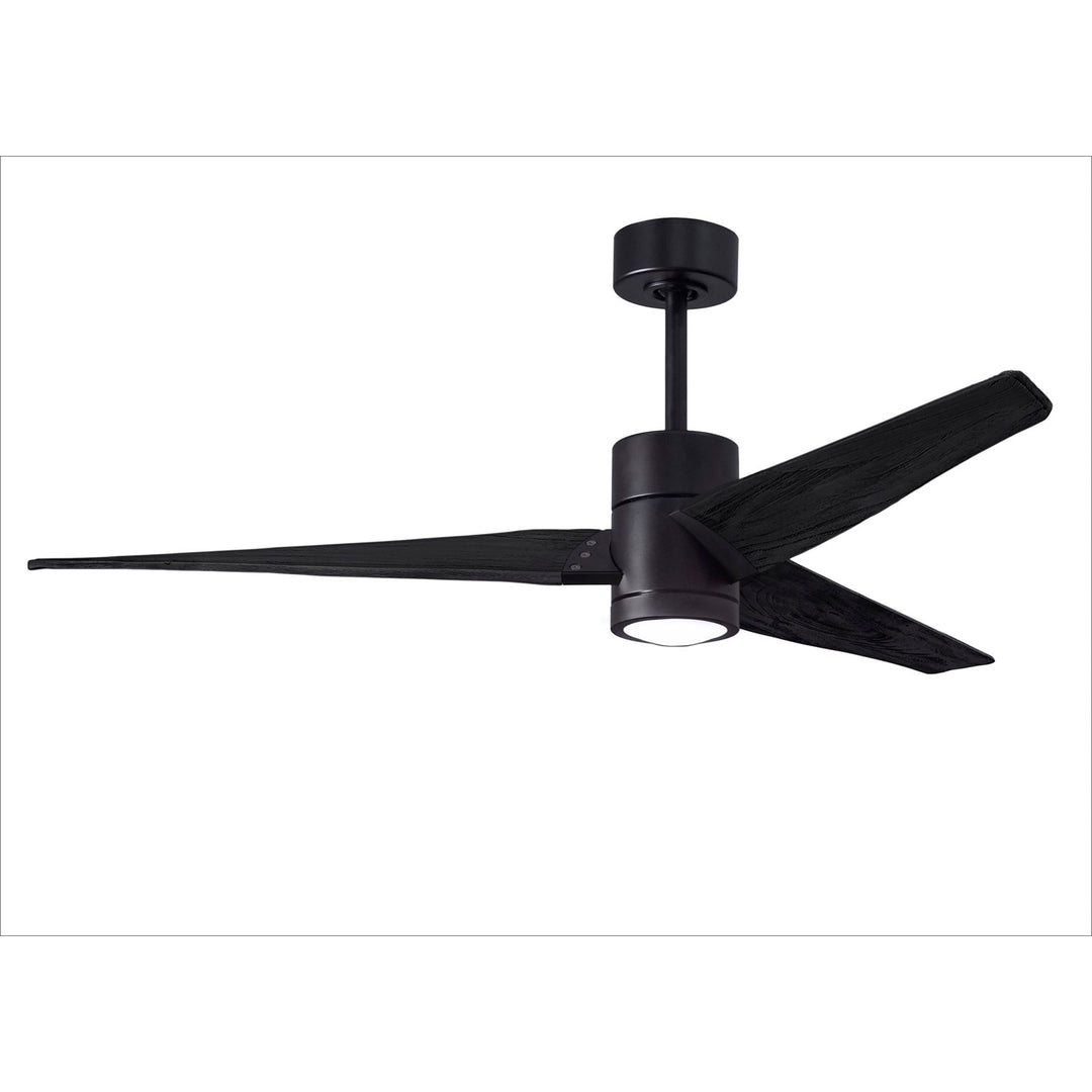 60in Ceiling Fan In Matte Black And Matte Black Blades by Matthews Fan Company