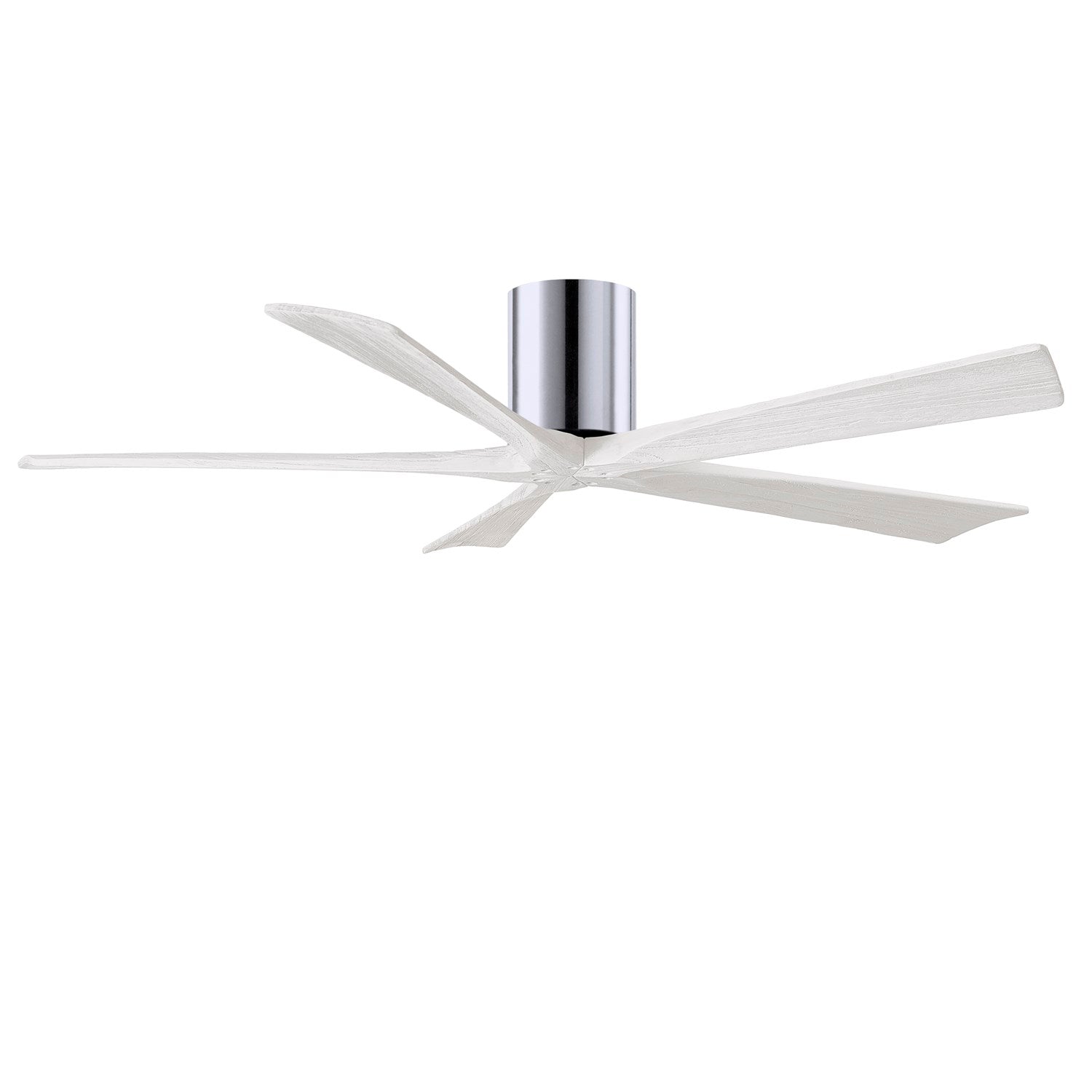 H Flush Mounted 60" Ceiling Fan In Polished Chrome And Matte White Blades by Matthews Fan Company