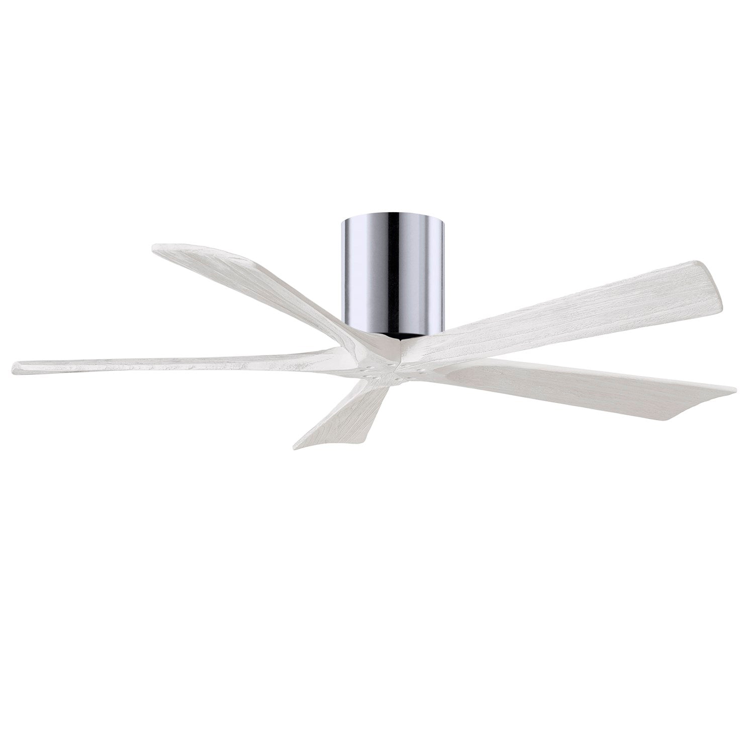 H Flush Mounted 52" Ceiling Fan In Polished Chrome And Matte White Blades by Matthews Fan Company