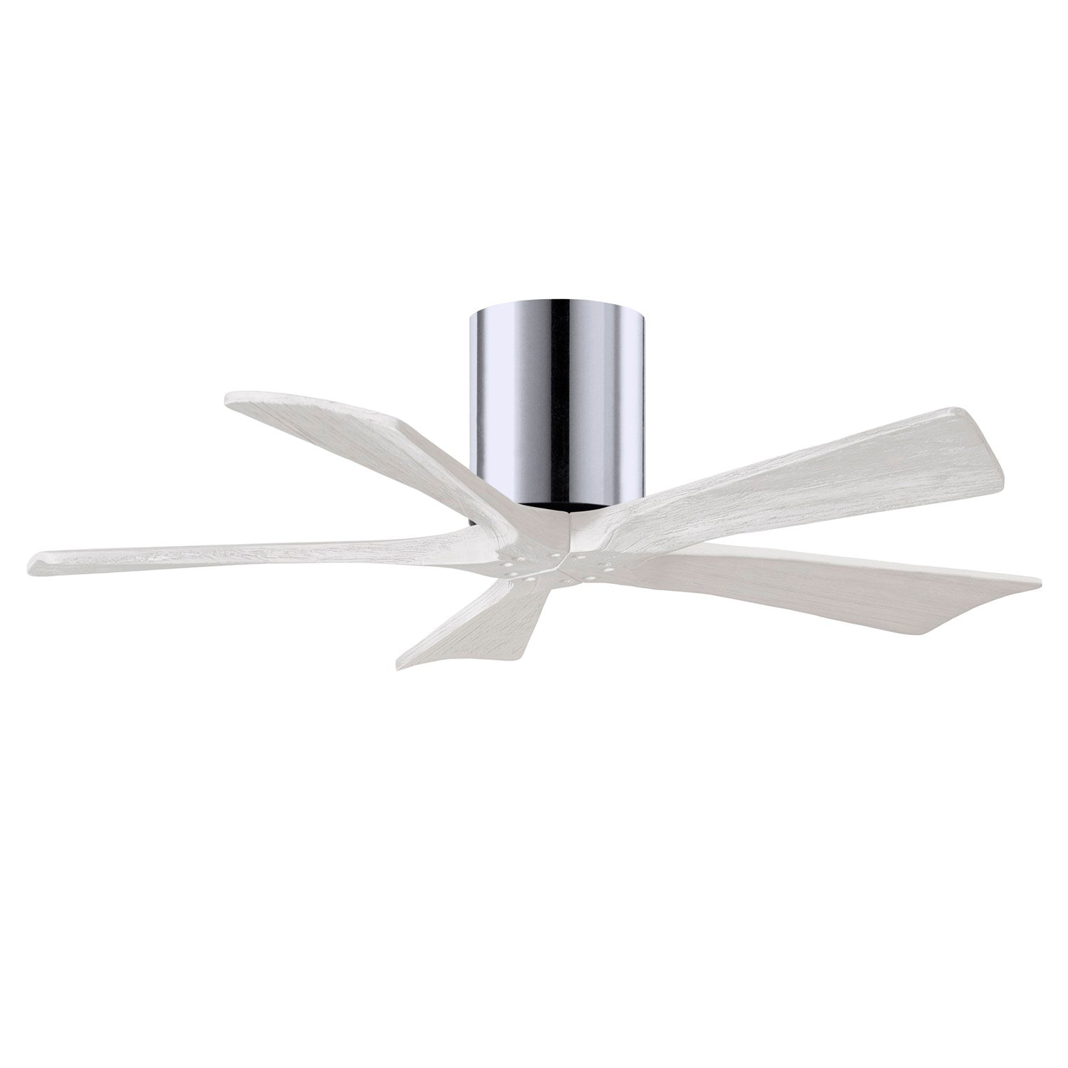H Flush Mounted 42" Ceiling Fan In Polished Chrome And Matte White Blades by Matthews Fan Company