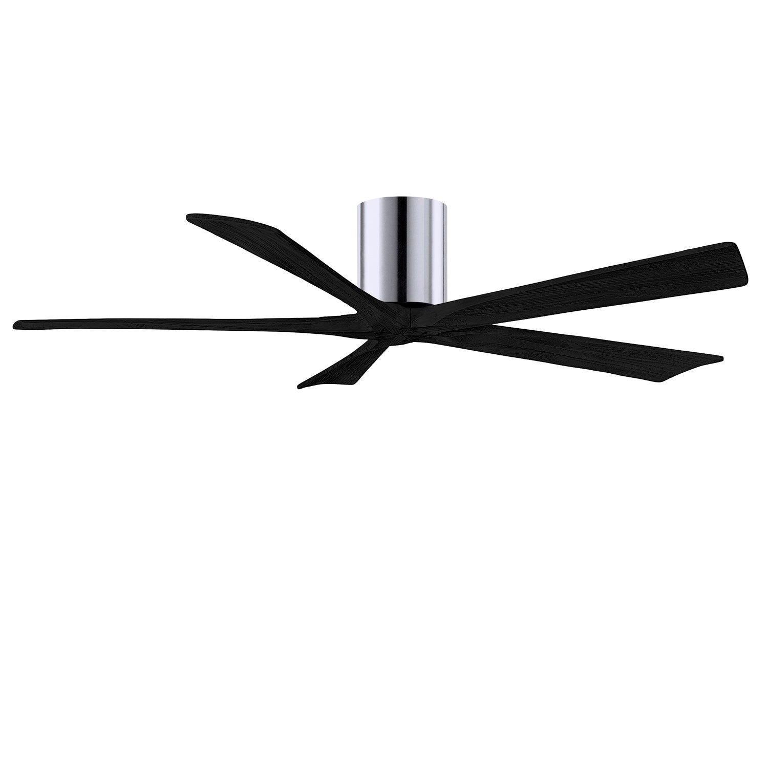 H Flush Mounted 60" Ceiling Fan In Polished Chrome And Matte Black Blades by Matthews Fan Company