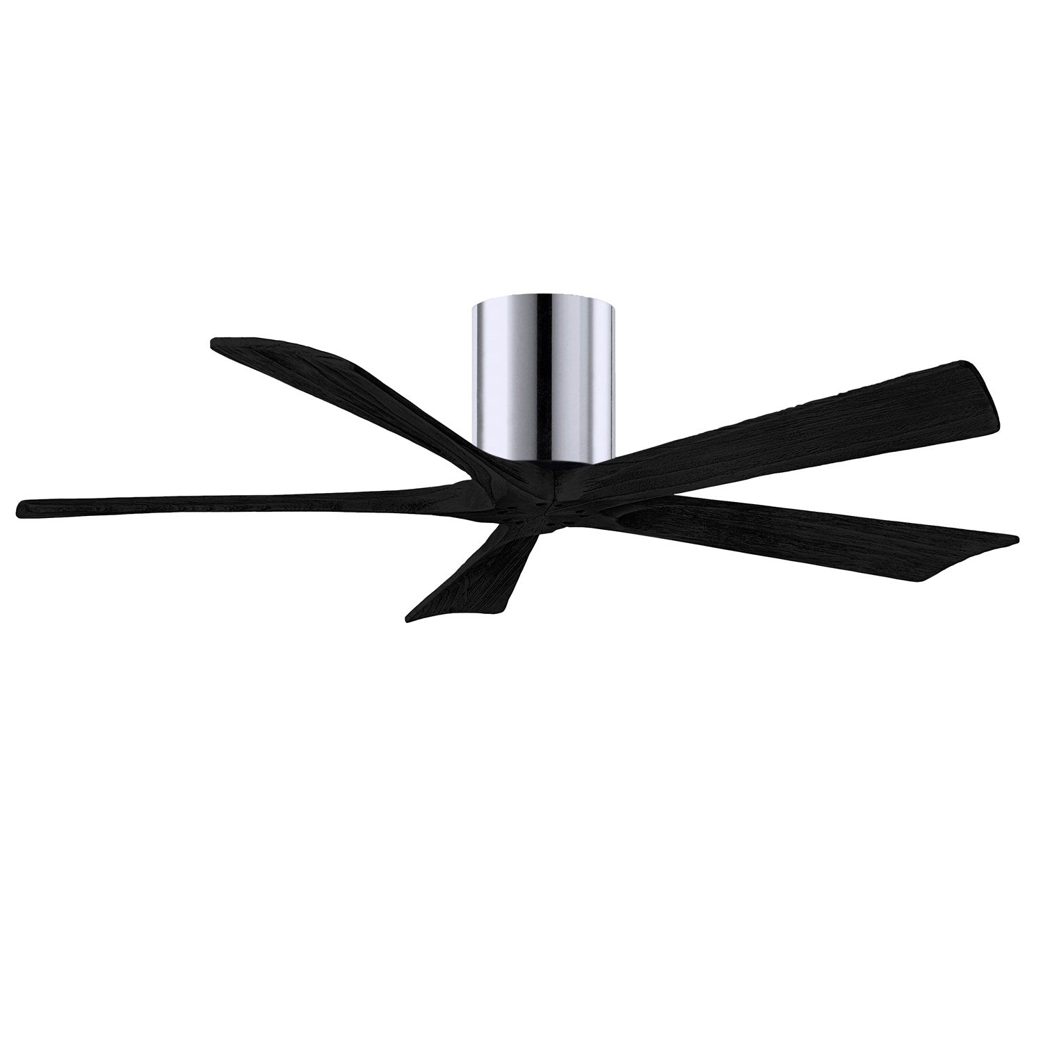 H Flush Mounted 52" Ceiling Fan In Polished Chrome And Matte Black Blades by Matthews Fan Company