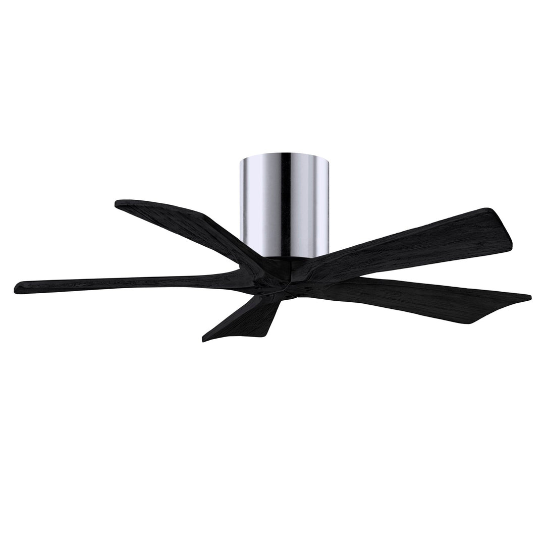 H Flush Mounted 42" Ceiling Fan In Polished Chrome And Matte Black Blades by Matthews Fan Company