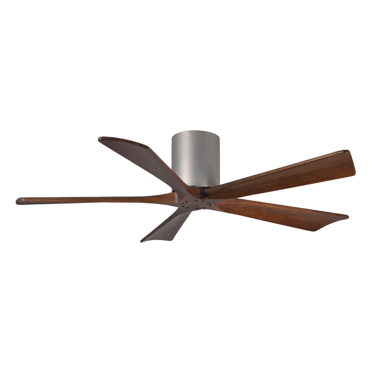 H Ceiling Mount Five Bladed Paddle Fan In Brushed Nickel.  Flush Mounted. by Matthews Fan Company
