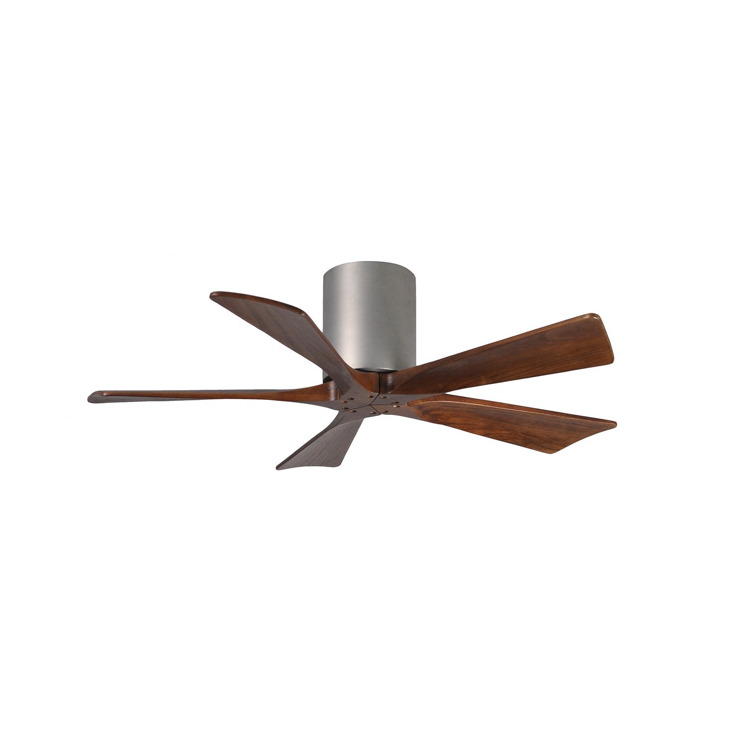 H Ceiling Mount Five Bladed Paddle Fan In Brushed Nickel.  Flush Mounted. by Matthews Fan Company