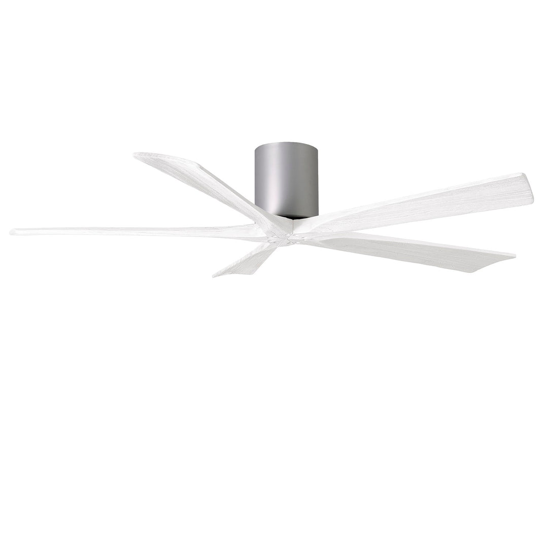 H Flush Mounted 60" Ceiling Fan In Brushed Nickel And Matte White Blades by Matthews Fan Company