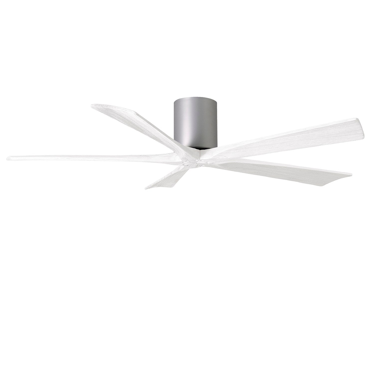 H Flush Mounted 60" Ceiling Fan In Brushed Nickel And Matte White Blades by Matthews Fan Company