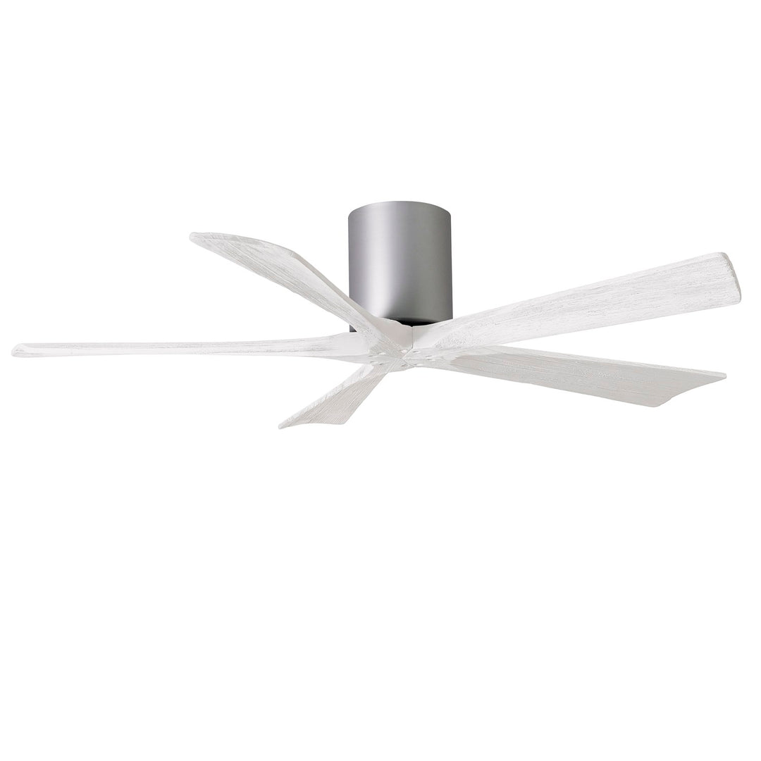 H Flush Mounted 52" Ceiling Fan In Brushed Nickel And Matte White Blades by Matthews Fan Company