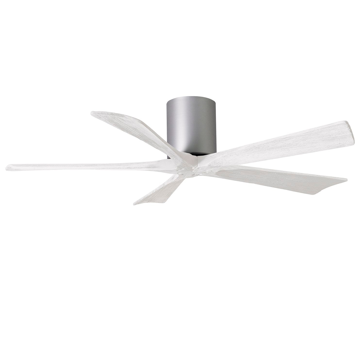 H Flush Mounted 52" Ceiling Fan In Brushed Nickel And Matte White Blades by Matthews Fan Company