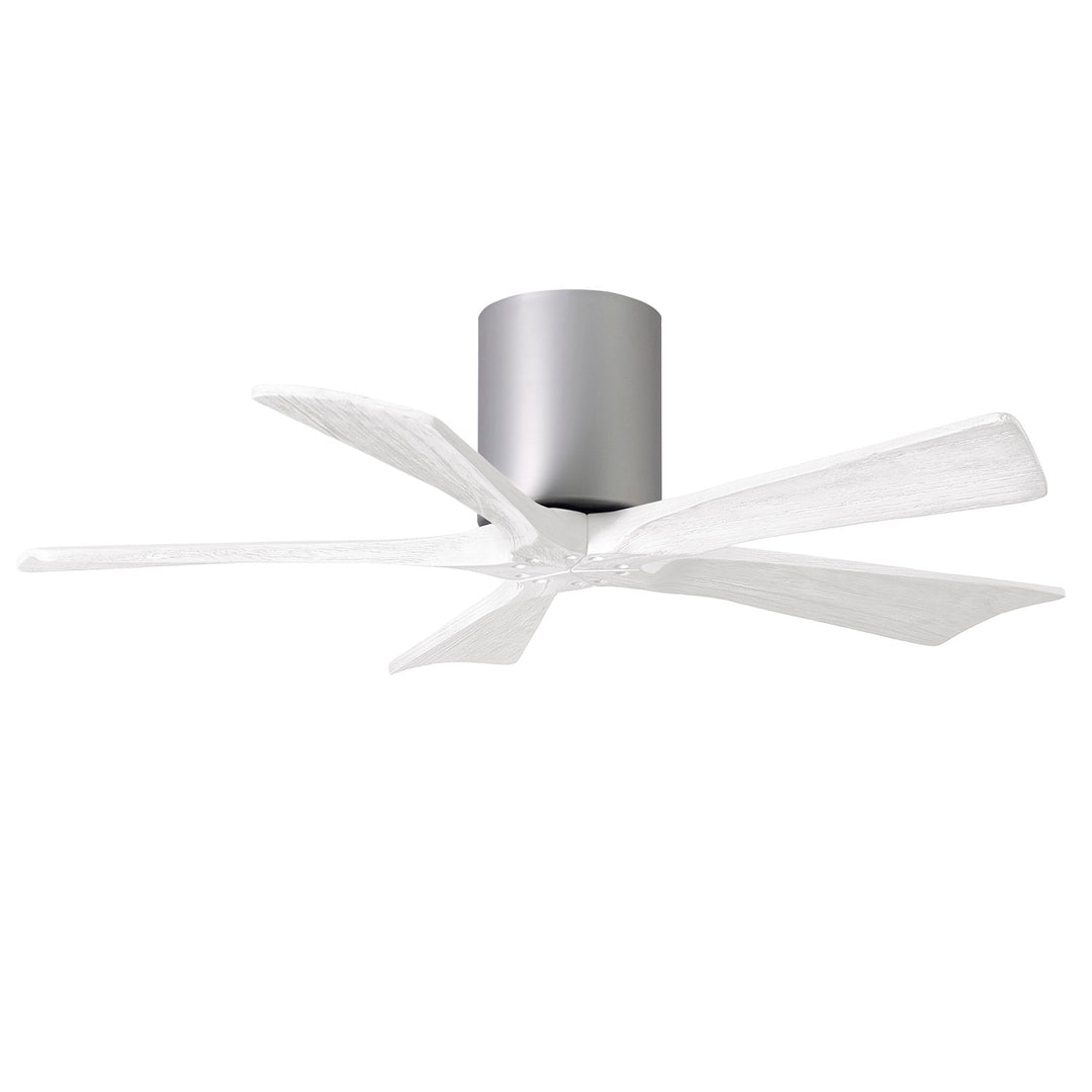 H Flush Mounted 42" Ceiling Fan In Brushed Nickel And Matte White Blades by Matthews Fan Company